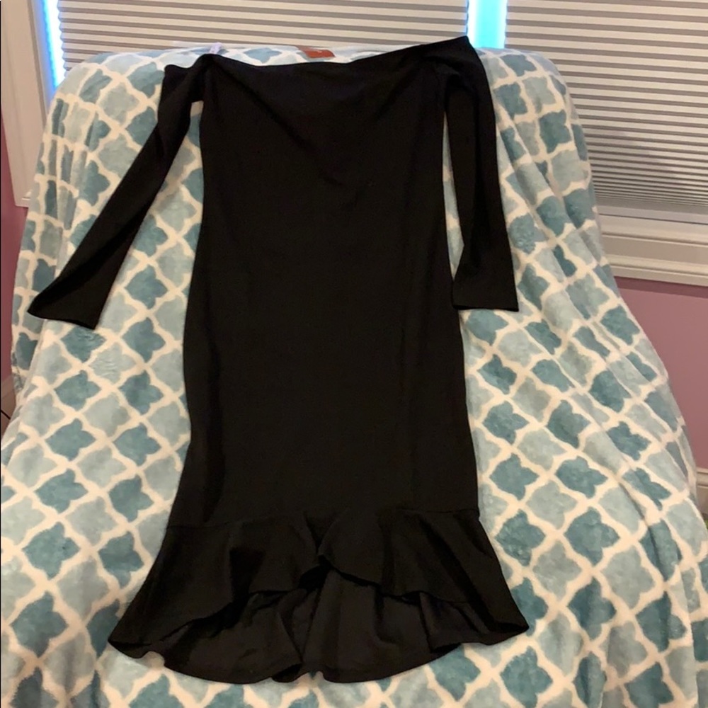 Black off the shoulder ruffle dress